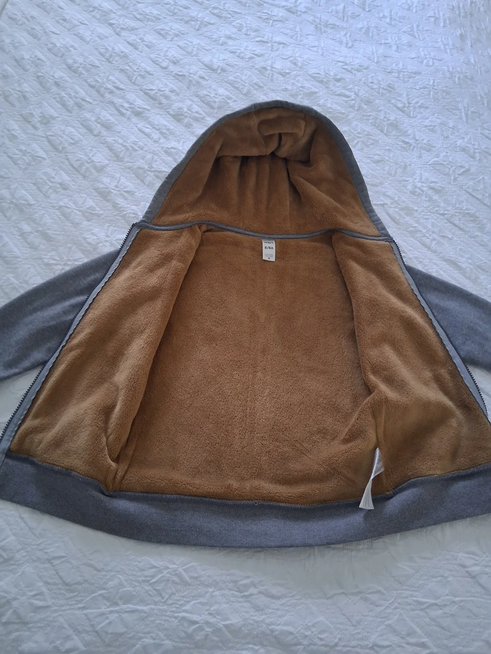 Carter's  Boy's Gray Hooded Zip-Up Sweatshirt Size 8 Years Cozy Outdoors School